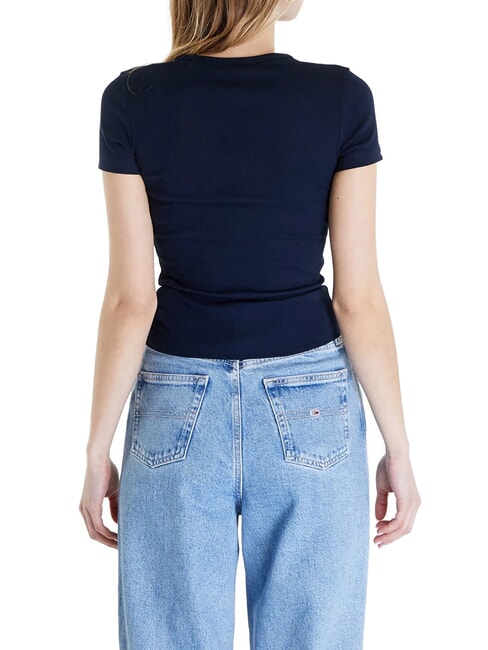 TH JEANS Ribbed short-sleeved T-shirt dark night navy - T-shirt