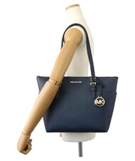 MICHAEL KORS CHARLOTTE Leather shoulder shopping bag navy - Women&rsquo;s Bags - 5