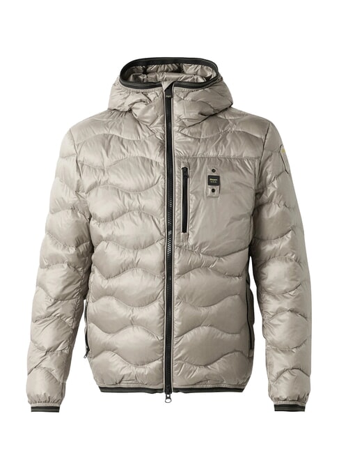 WAVE Short padded down jacket with hood foggy grey - Men's down jackets
