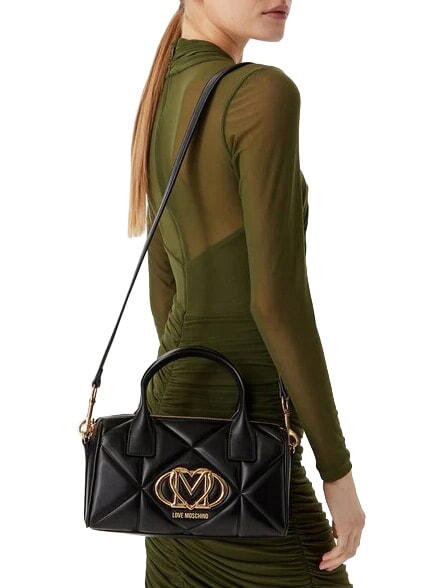 EMBOSSED QUILTED Handbag, with shoulder strap Black - Women&rsquo;s Bags