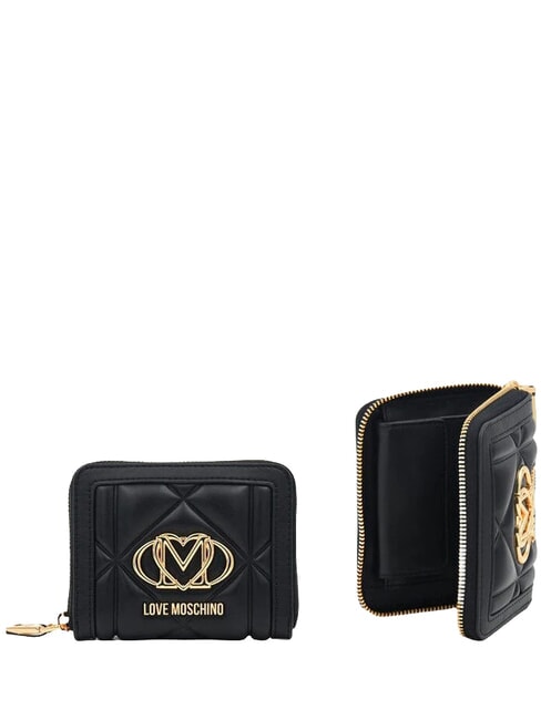 EMBOSSED QUILTED Medium wallet, ziparound Black - Women&rsquo;s Wallets