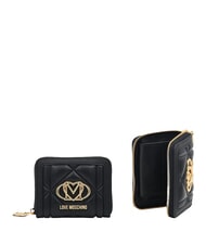 LOVE MOSCHINO EMBOSSED QUILTED Medium wallet, ziparound Black - Women&rsquo;s Wallets - 3