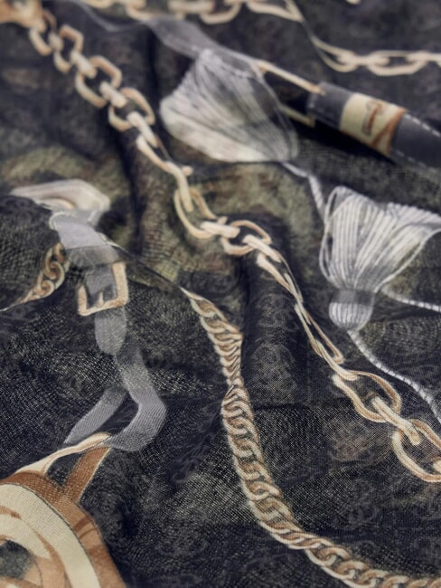 PRINTED Chain pattern scarf BLACK - Scarves