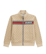 GUESS KIDS ACTIVE Full zip sweatshirt 4g aop beige white - Baby Sweatshirt - 4
