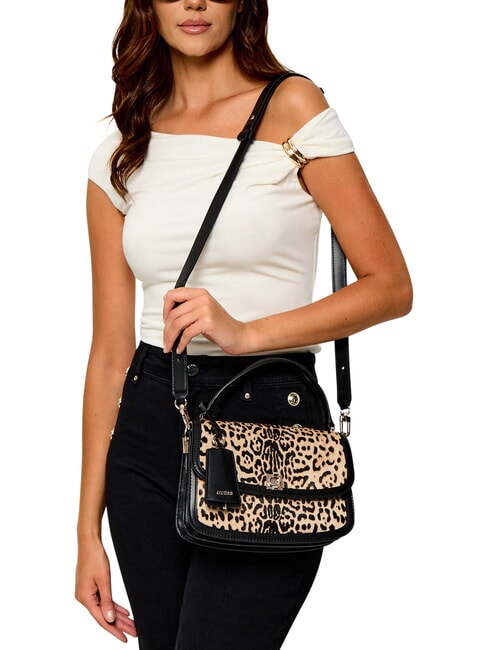 AUDREY                                   Handbag with shoulder strap, in leather leopard - Women&rsquo;s Bags