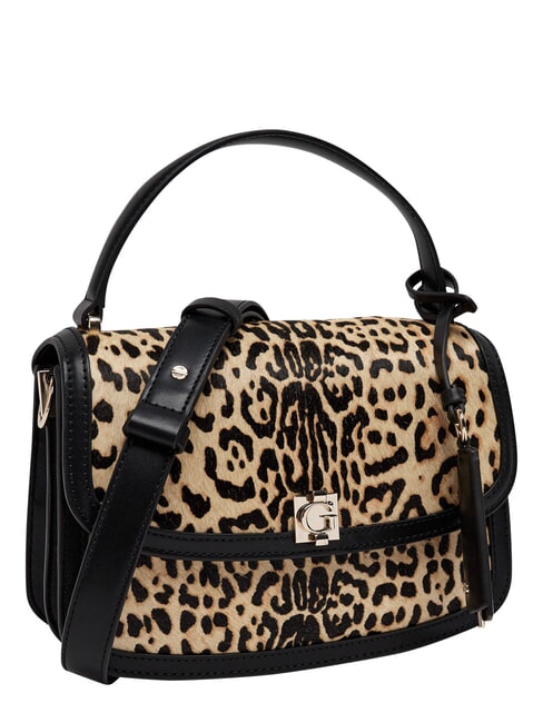 AUDREY                                   Handbag with shoulder strap, in leather leopard - Women&rsquo;s Bags