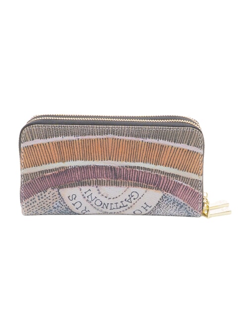 PLANETARIUM Large double zip wallet wild watercolor/ dk taupe - Women&rsquo;s Wallets