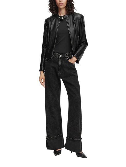MARLENE CARIBOU Faux leather jacket, regular fit jetbla - Women's Jackets
