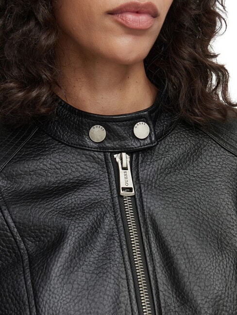 MARLENE CARIBOU Faux leather jacket, regular fit jetbla - Women's Jackets