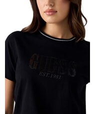 GUESS SEQUINS BIG LOGO Short-sleeved T-shirt with large logo jetbla - T-shirt - 4