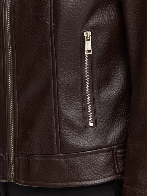 MARLENE CARIBOU Faux leather jacket, regular fit chocolate brown - Women's Jackets