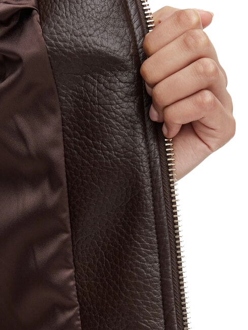 MARLENE CARIBOU Faux leather jacket, regular fit chocolate brown - Women's Jackets