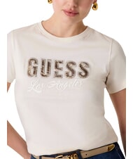 GUESS SNAKE SCRIPT Short-sleeved T-shirt, pure cotton cremwhi - T-shirt - 4