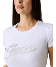 GUESS GLITTER LOGO Short-sleeved, glittery T-shirt purwhite - T-shirt - 4