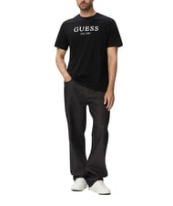 GUESS LOGO Short-sleeved T-shirt, pure cotton jetbla - T-shirt - 3