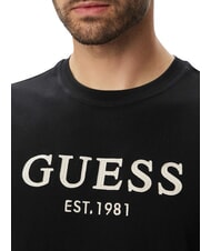 GUESS LOGO Short-sleeved T-shirt, pure cotton jetbla - T-shirt - 4