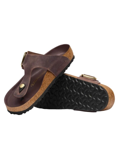 GIZEH BIG BUCKLE HEX Leather slipper sandal habana - Women&rsquo;s shoes