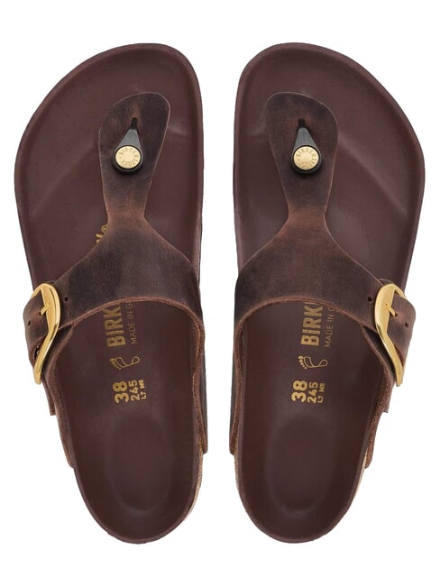 GIZEH BIG BUCKLE HEX Leather slipper sandal habana - Women&rsquo;s shoes