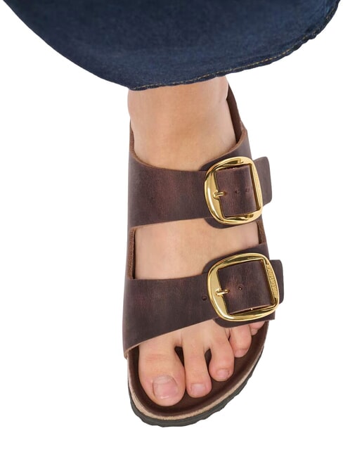 ARIZONA BIG BUCKLE HEX Oiled leather slipper sandal habana - Women&rsquo;s shoes