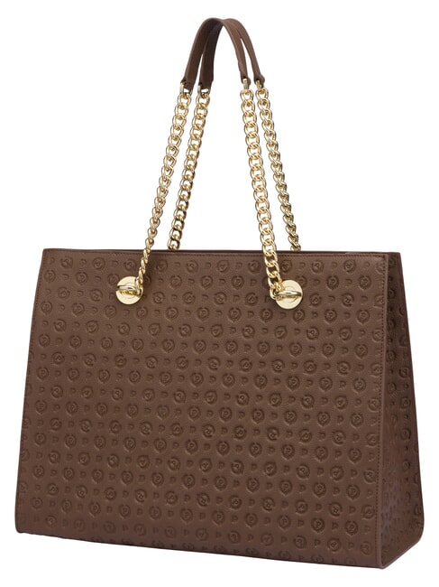 HERITAGE Leather shoulder shopping bag brown / cream - Women&rsquo;s Bags