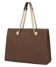 POLLINI HERITAGE Leather shoulder shopping bag brown / cream - Women&rsquo;s Bags - 3