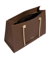 POLLINI HERITAGE Leather shoulder shopping bag brown / cream - Women&rsquo;s Bags - 4