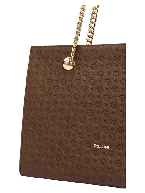 HERITAGE Leather shoulder shopping bag brown / cream - Women&rsquo;s Bags