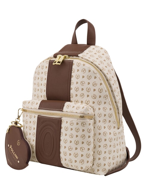 HERITAGE Backpack with front pocket and key ring brown ivory - Women&rsquo;s Bags