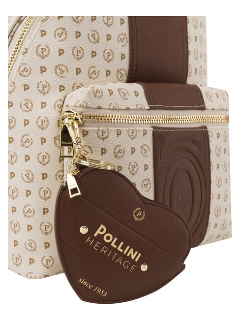 HERITAGE Backpack with front pocket and key ring brown ivory - Women&rsquo;s Bags
