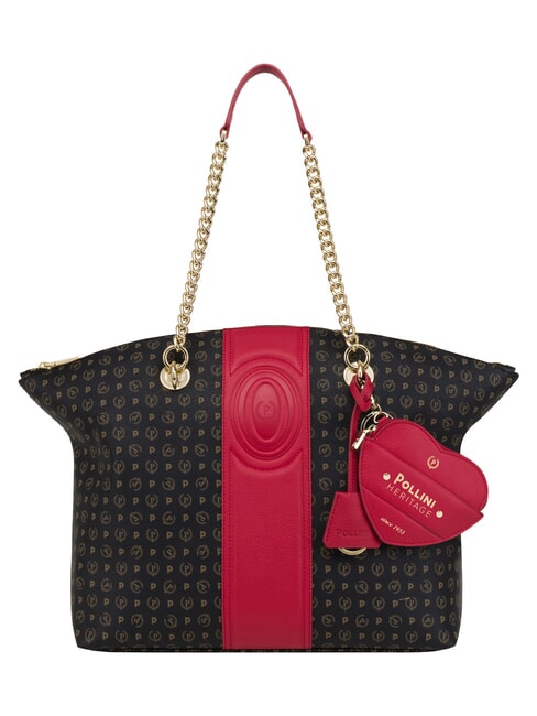 HERITAGE Shoulder tote bag, with key ring black red - Women&rsquo;s Bags