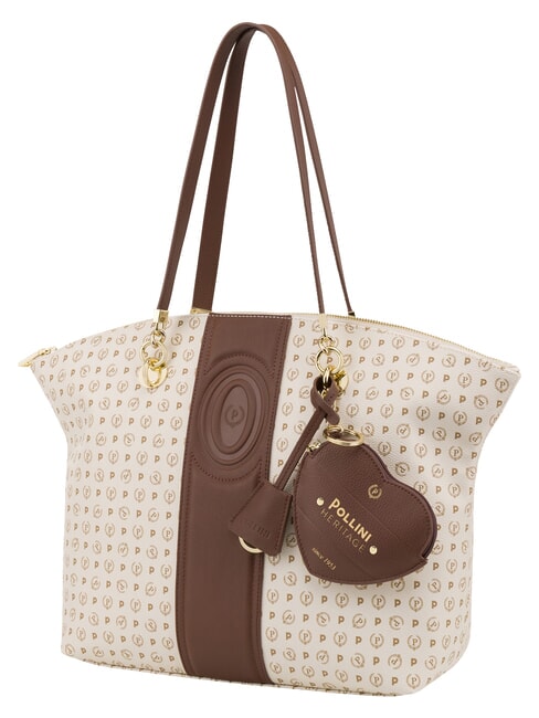 HERITAGE Shoulder tote bag, with key ring brown ivory - Women&rsquo;s Bags