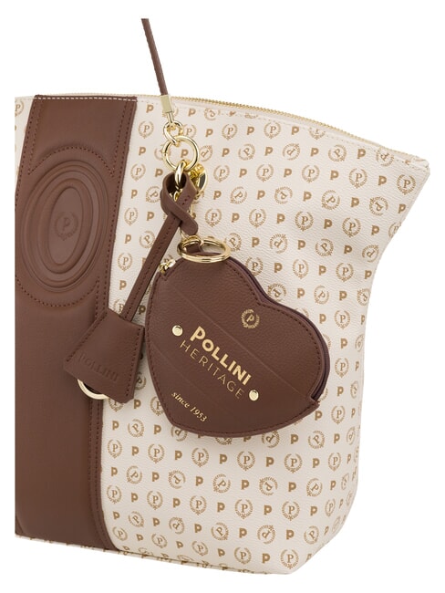HERITAGE Shoulder tote bag, with key ring brown ivory - Women&rsquo;s Bags
