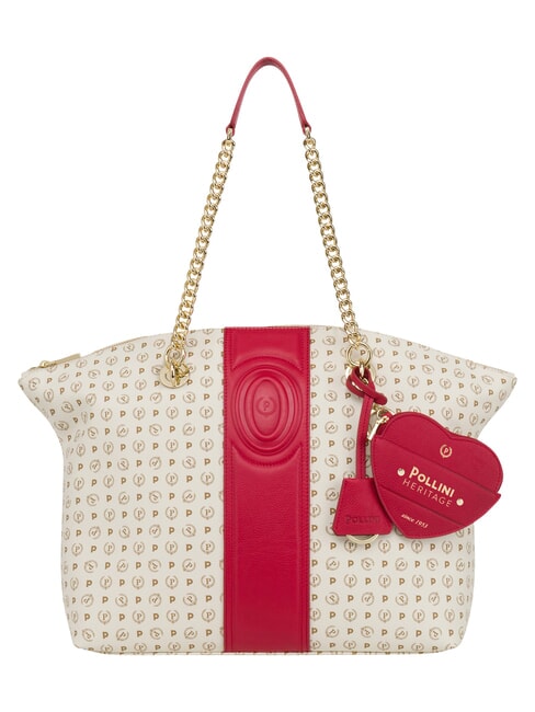 HERITAGE Shoulder tote bag, with key ring red ivory - Women&rsquo;s Bags