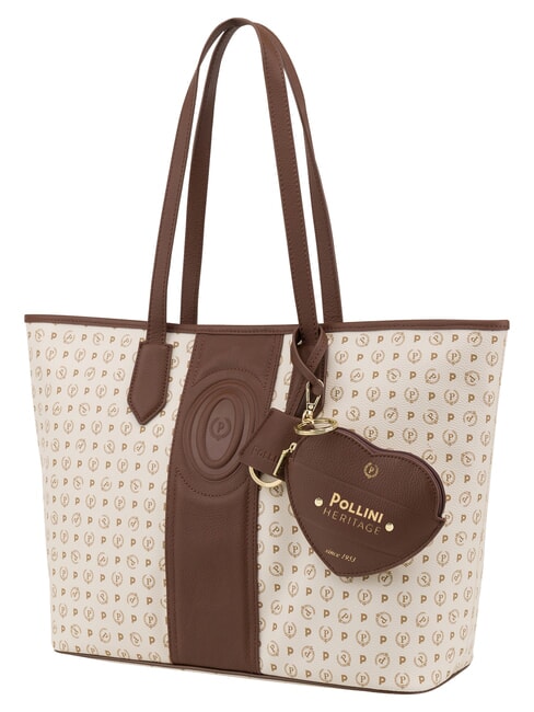 HERITAGE Shoulder shopping bag, with toiletry bag brown ivory - Women&rsquo;s Bags