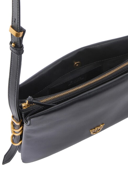 TRIPLET MINI Shoulder bag, in leather black-antique gold - Women&rsquo;s Bags