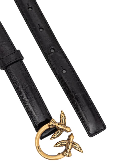 LOVE BERRY Leather belt black-antique gold - Belts