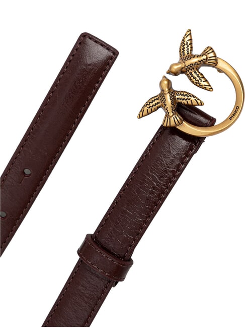 LOVE BERRY Leather belt deep brown-antique gold - Belts