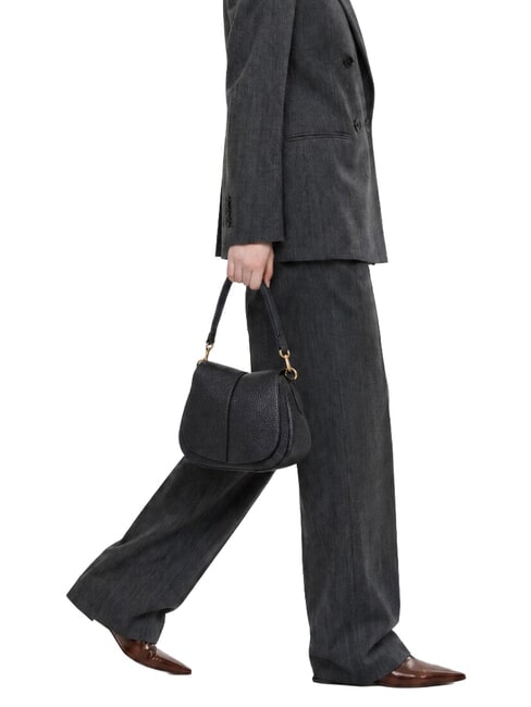 HELENA ROUND Leather shoulder bag, with shoulder strap Black - Women&rsquo;s Bags