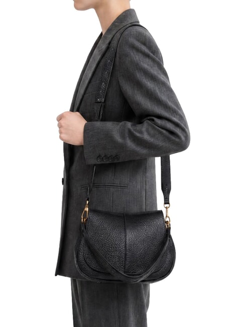 HELENA ROUND Leather shoulder bag, with shoulder strap Black - Women&rsquo;s Bags