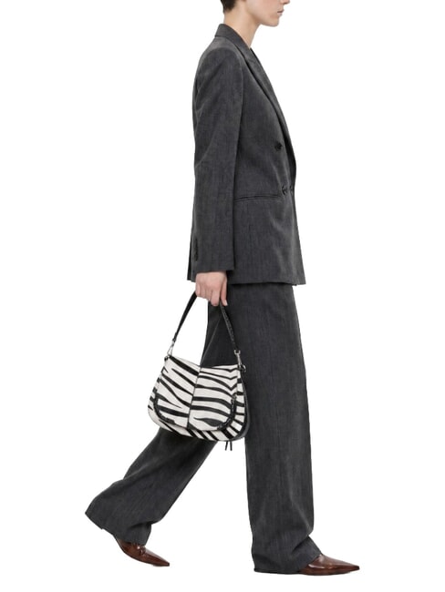 HELENA ROUND Leather shoulder bag, with shoulder strap black and white zebra - Women&rsquo;s Bags