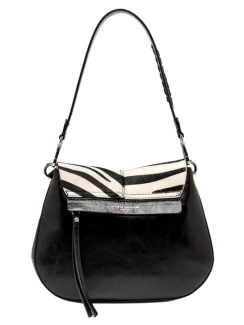 HELENA ROUND Leather shoulder bag, with shoulder strap black and white zebra - Women&rsquo;s Bags