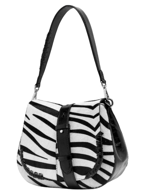 HELENA ROUND Leather shoulder bag, with shoulder strap black and white zebra - Women&rsquo;s Bags