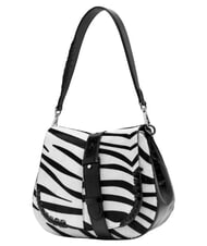 GIANNI CHIARINI HELENA ROUND Leather shoulder bag, with shoulder strap black and white zebra - Women&rsquo;s Bags - 4