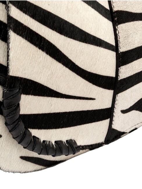 HELENA ROUND Leather shoulder bag, with shoulder strap black and white zebra - Women&rsquo;s Bags
