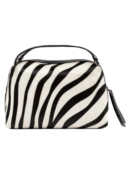 ALIFA Leather handbag, with shoulder strap black and white zebra - Women&rsquo;s Bags