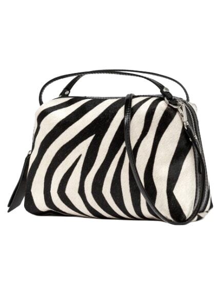 ALIFA Leather handbag, with shoulder strap black and white zebra - Women&rsquo;s Bags