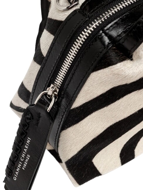 ALIFA Leather handbag, with shoulder strap black and white zebra - Women&rsquo;s Bags