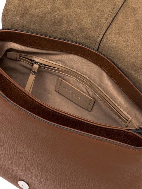 HELENA ROUND Shoulder bag with shoulder strap, in leather walnuts - Women&rsquo;s Bags