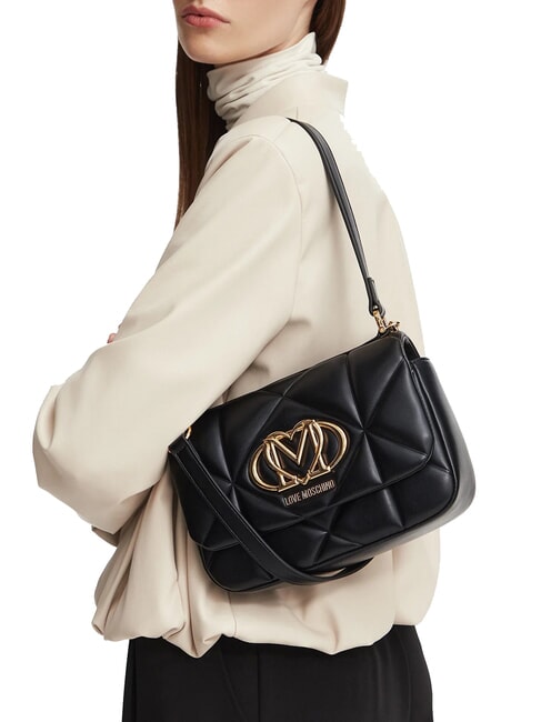 EMBOSSED QUILTED Shoulder bag, with shoulder strap Black - Women&rsquo;s Bags