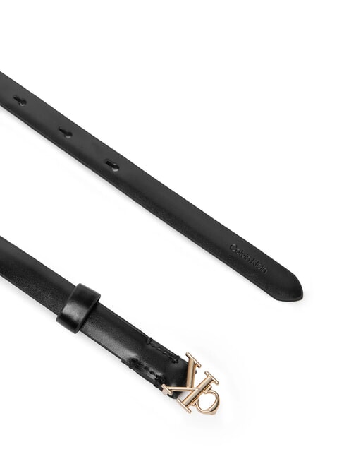 ROUND CK BUCKLE Leather belt black / antique light gold - Belts